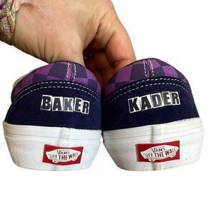 Vans Era Pro X Baker Kader Sneakers Purple Check Skate Shoes Streetwear Men’s 10